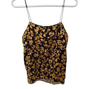 Club Monaco Burnout Cami Chemise Silk Blend NWT Gold and Black Size XS